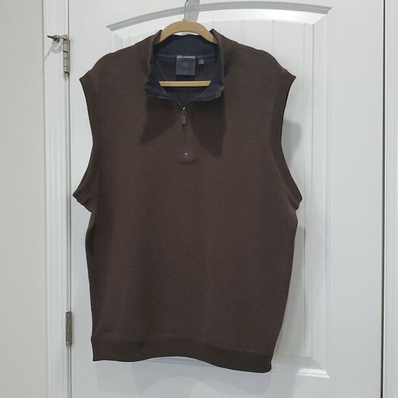 F/X Fusion Men's Chocolate Sweater Vest 1/4 Zippered Pull Over Size XXL - Picture 1 of 6